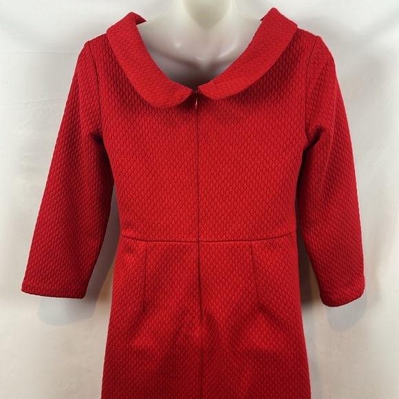Boden Ribbed Zoe Ponte Tailored Mock Collar Pocket Red Dress Size 4 - Picture 8 of 11